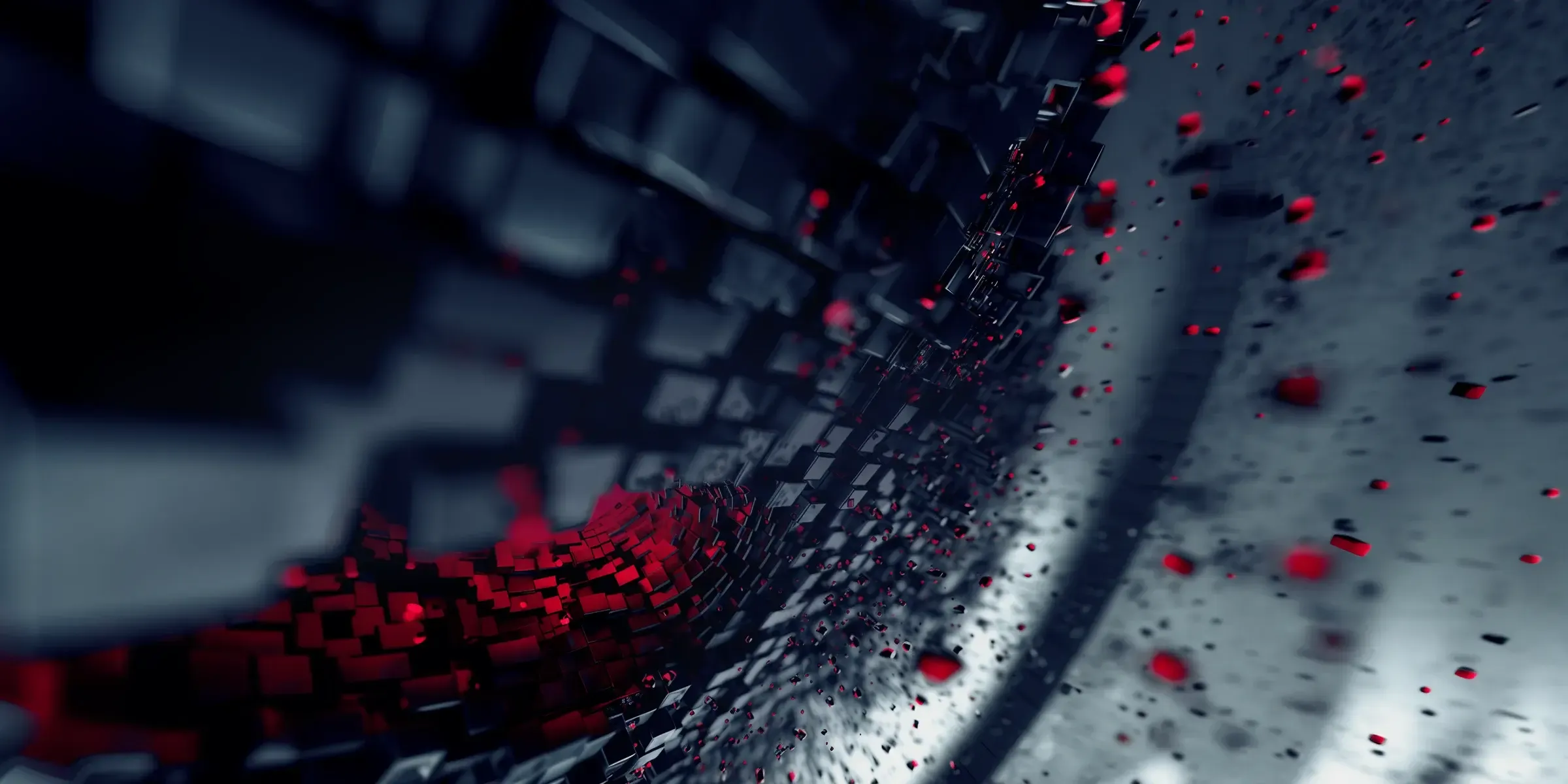 tunnel of red cubes sliding down black cubes