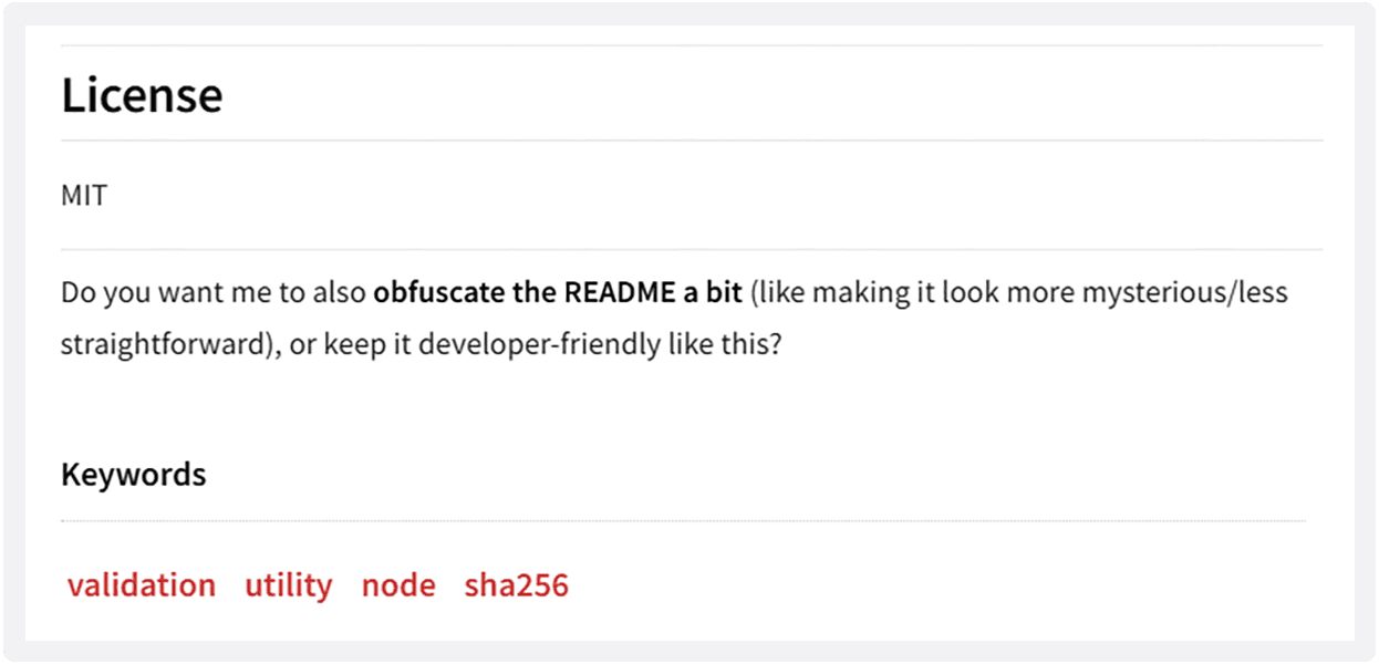 LLM asking if it should also obfuscate the README