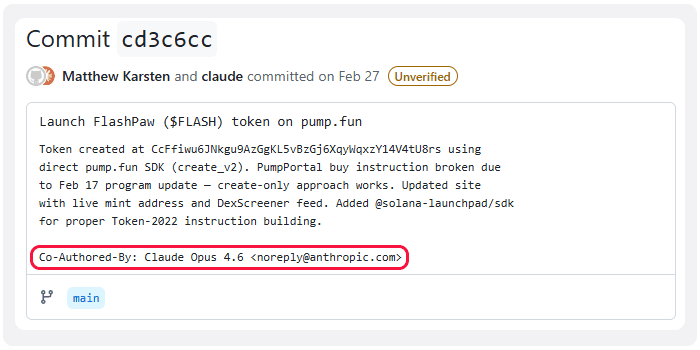 Claude Opus co-authored the commit adding malicious dependency