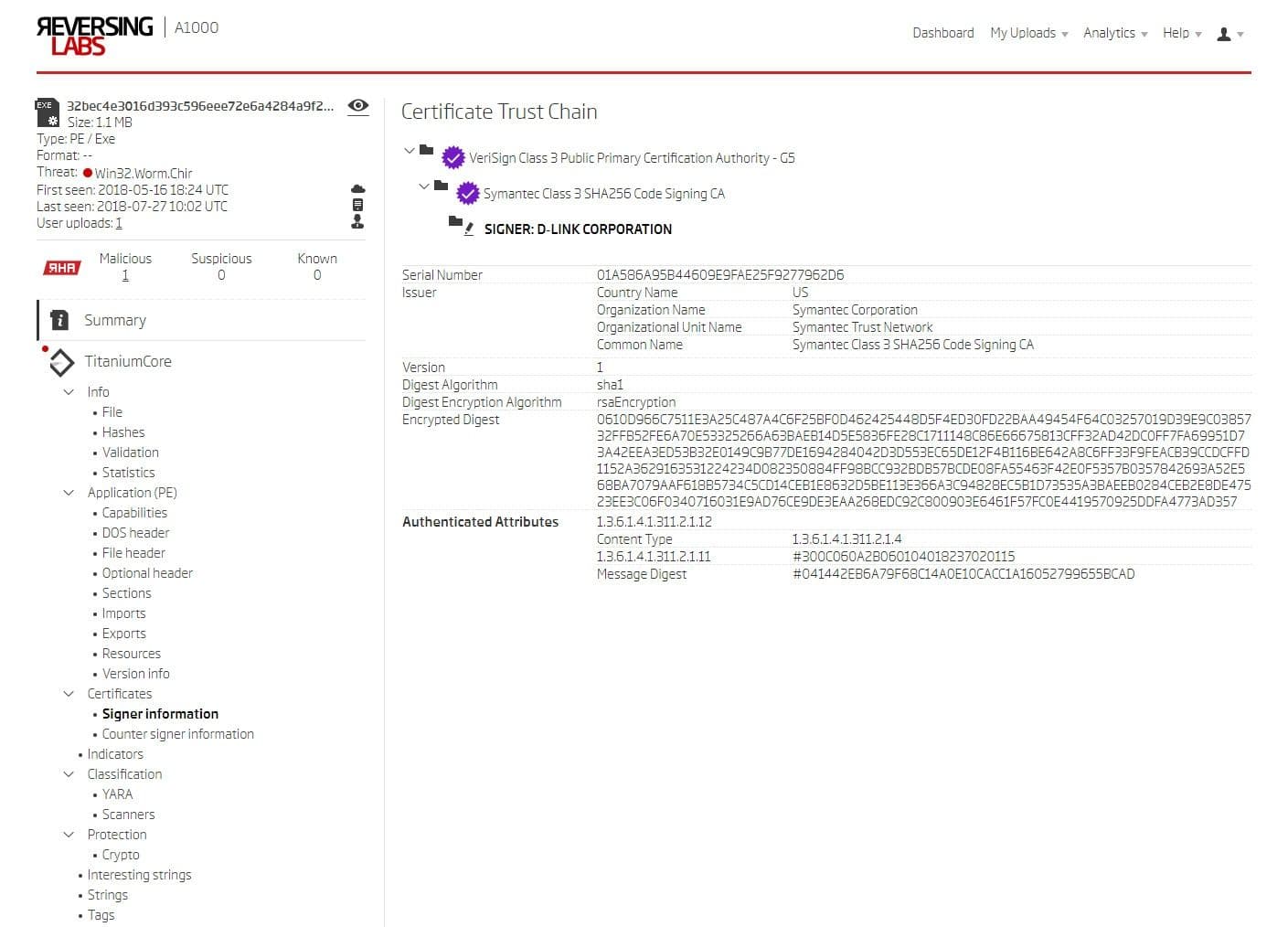 A1000 certificate trust chain