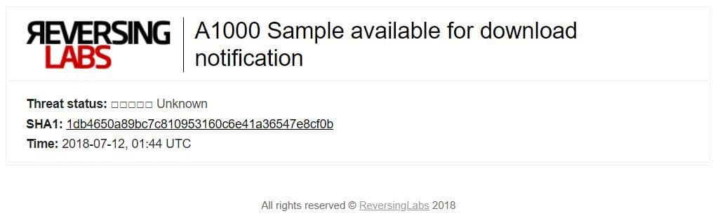 A1000 sample available for download notification