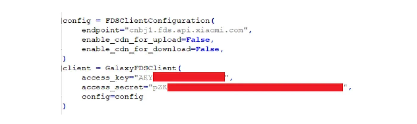 xiaomi File Storage Service credentials leaked from mi package