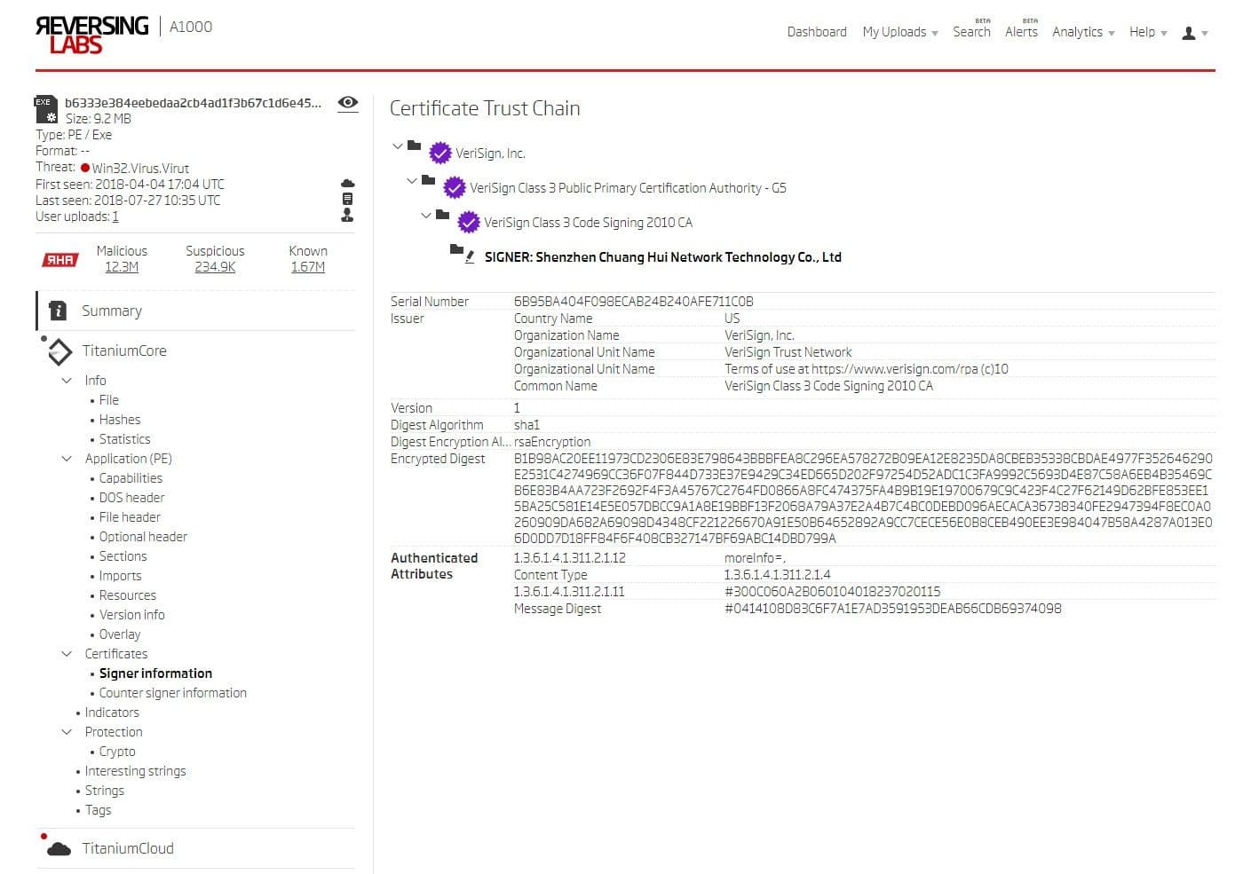 A1000 certificate trust chain