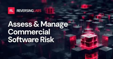 assess & manage commercial software risk text on black and red cube background