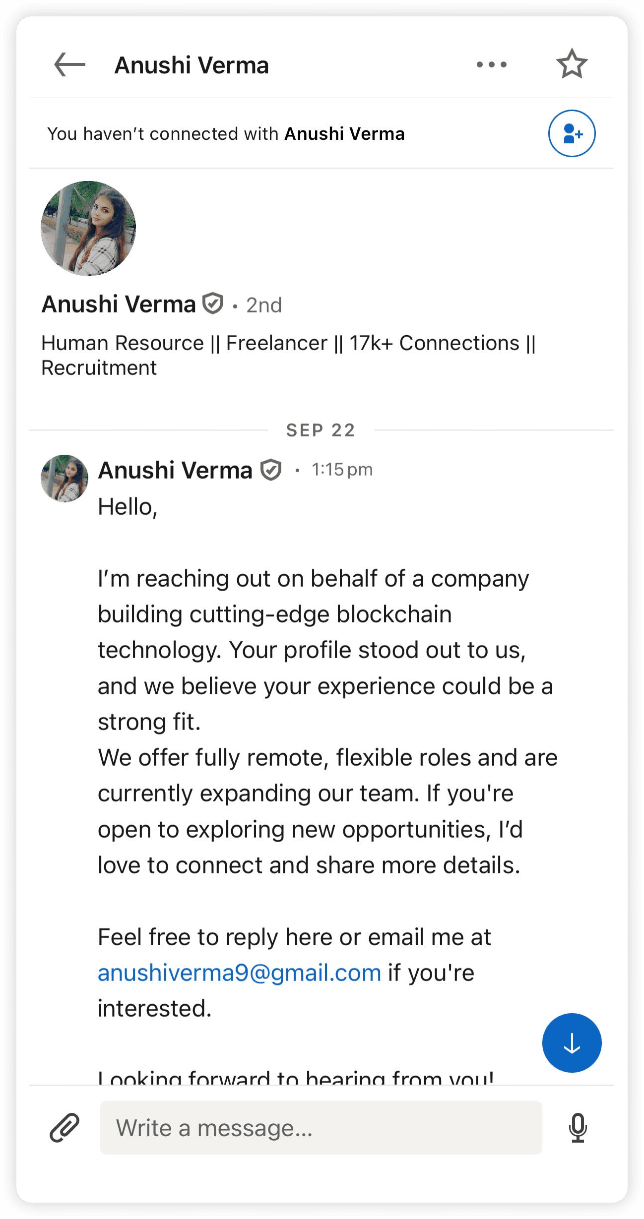 Active recruiting through direct communication