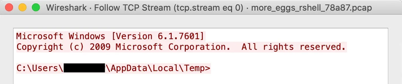 Decrypted Command Shell C2 Traffic