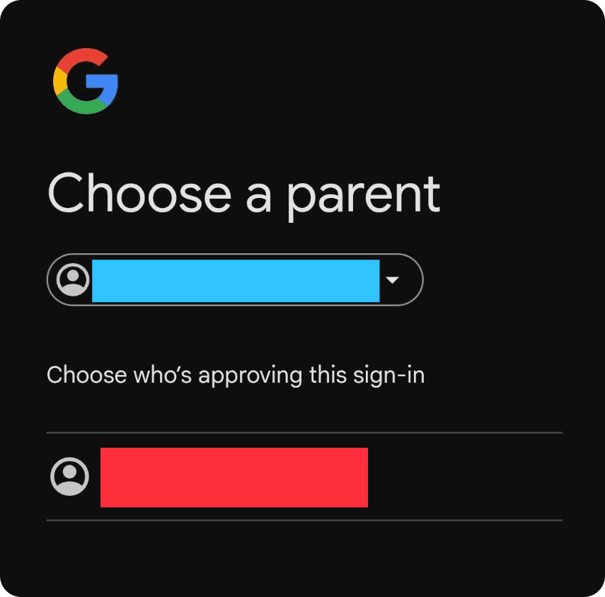 Screenshot from a victim of attempted recovery being blocked by parental approval.