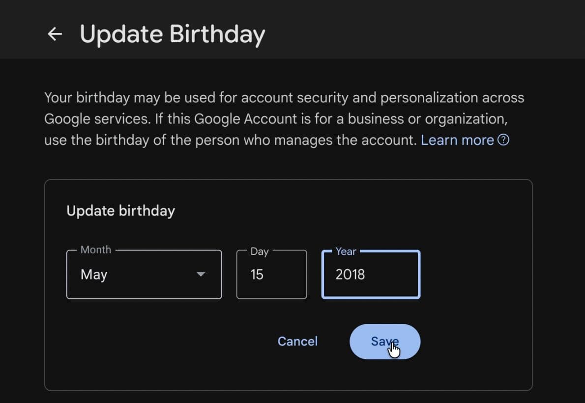 Updating birthday to be in 2018. 