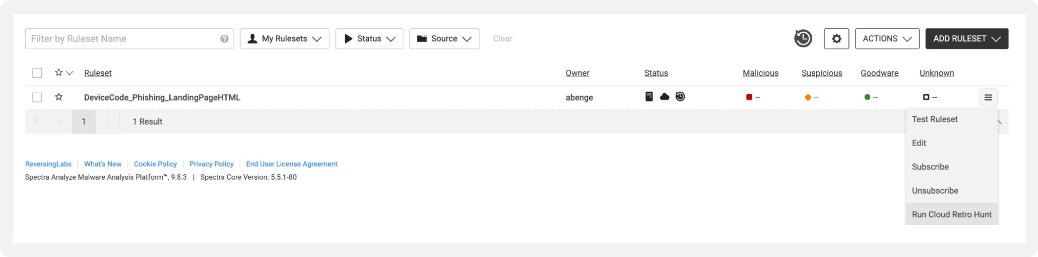 Enabling a cloud retro hunt in Spectra Analyze
