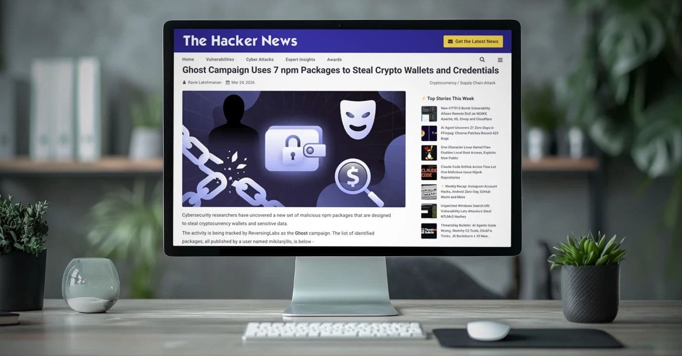 Hacker News: Ghost Campaign Uses 7 npm Packages to Steal Crypto Wallets and Credentials