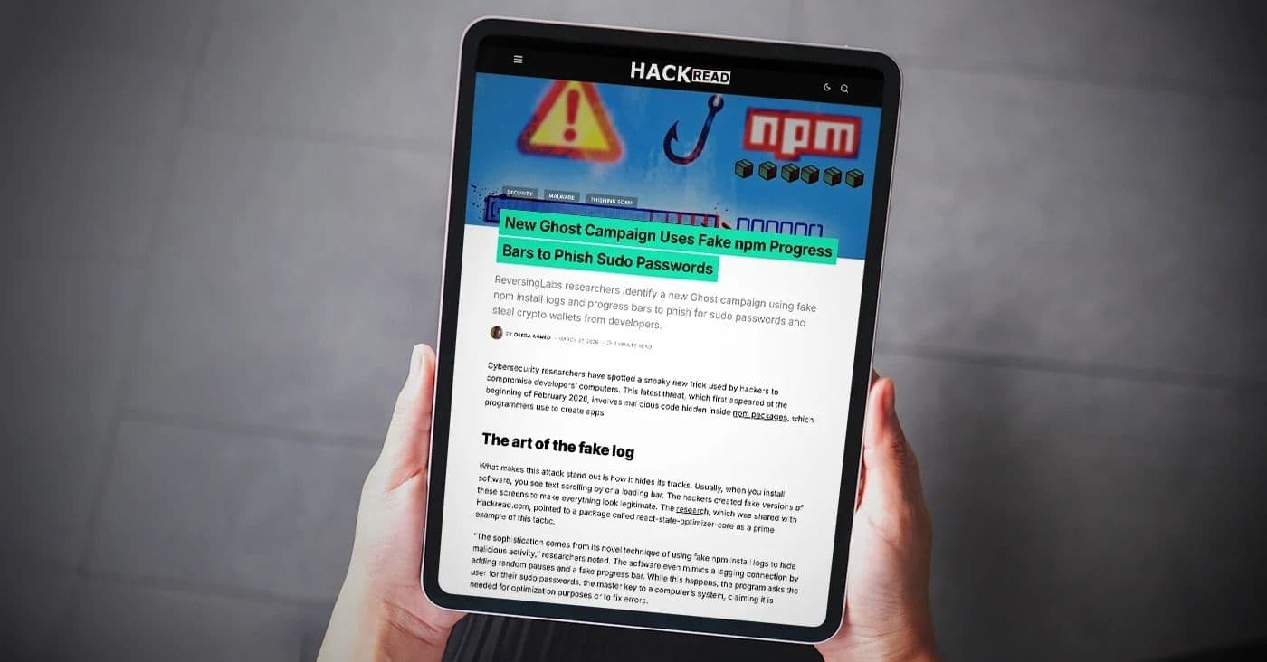 Hackread: New Ghost Campaign Uses Fake npm Progress Bars to Phish Sudo Passwords