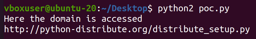 Terminal output after running the PoC script