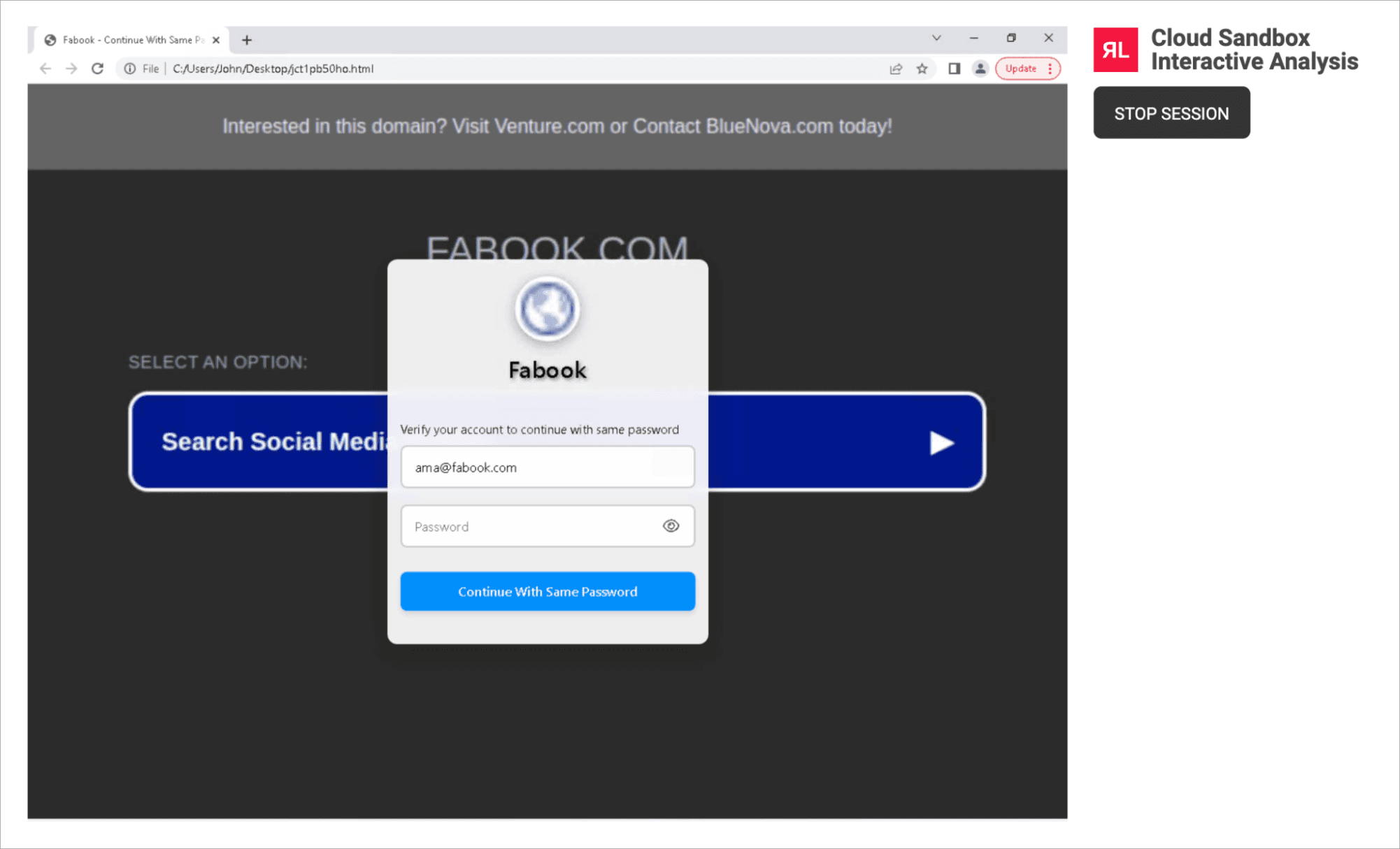 Cloud Sandbox Interactive Analysis shows the webpage being analyzed
