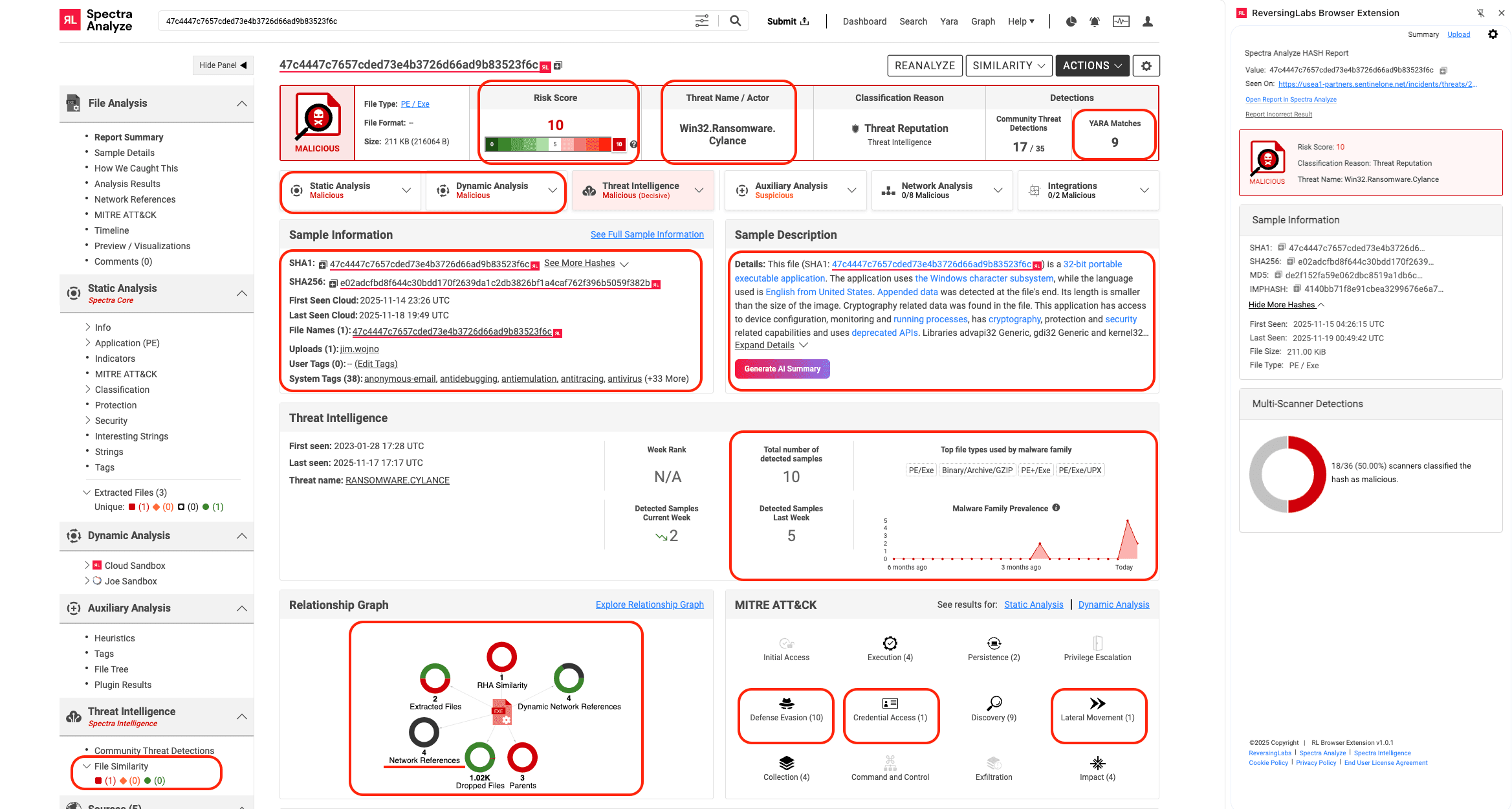 The full report in Spectra Analyze