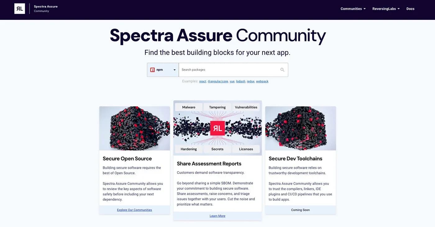spectra assure community landing page
