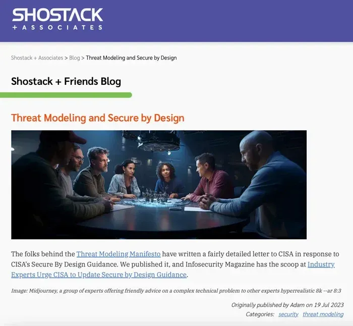Shostack + Friends Blog: Threat Modeling and Secure by Design