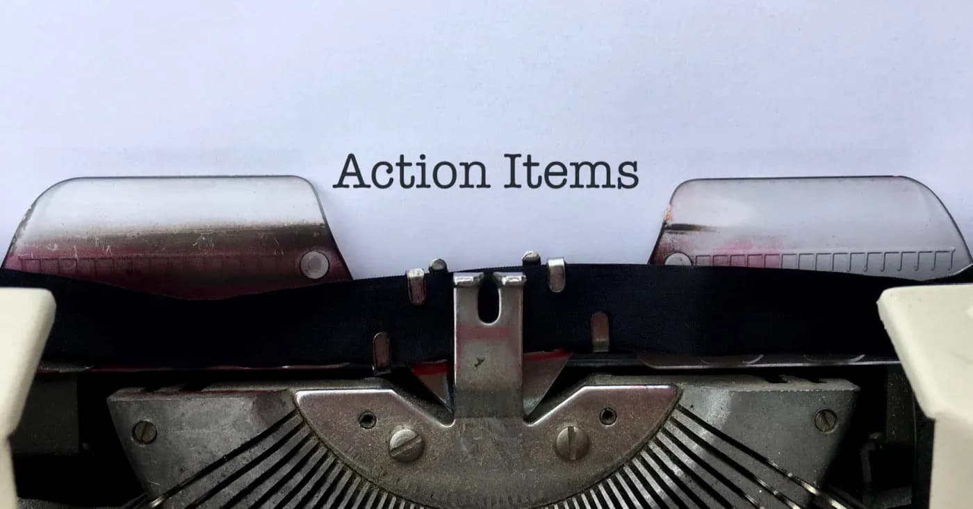 typewriter spelling out action items