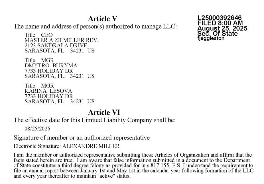 Figure 5. Blocmerce LLC authorized representatives