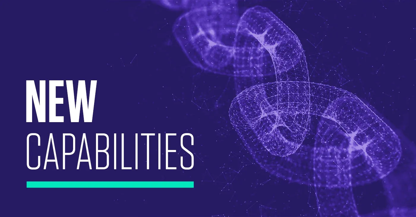 new capabilities purple chain links hologram