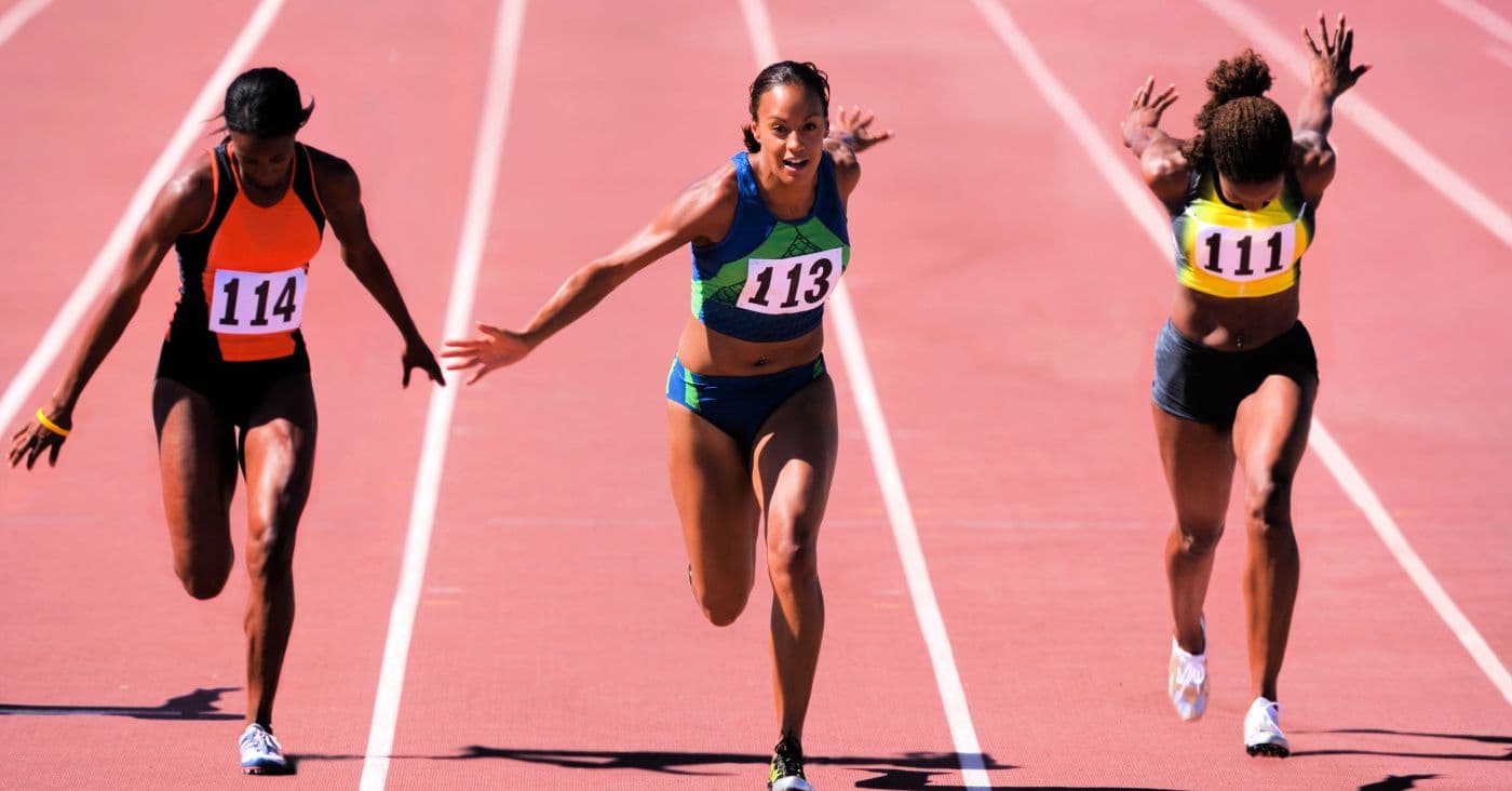 Out front in race