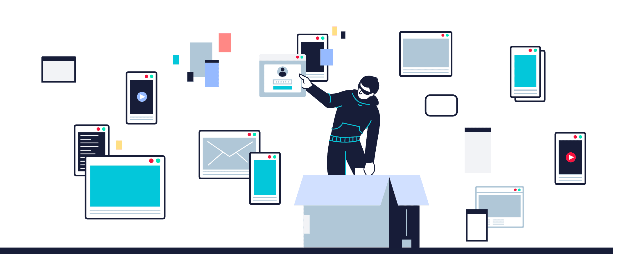 unpacking web related icons from box