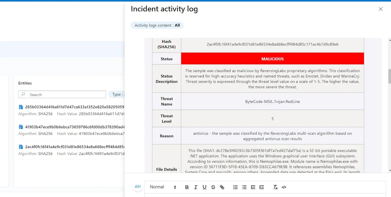 incident activity log