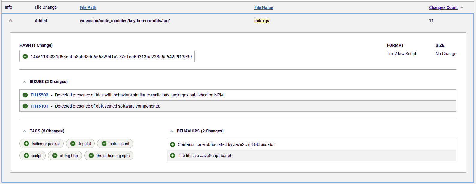 Image 6: Spectra Assure diff showing new behaviours