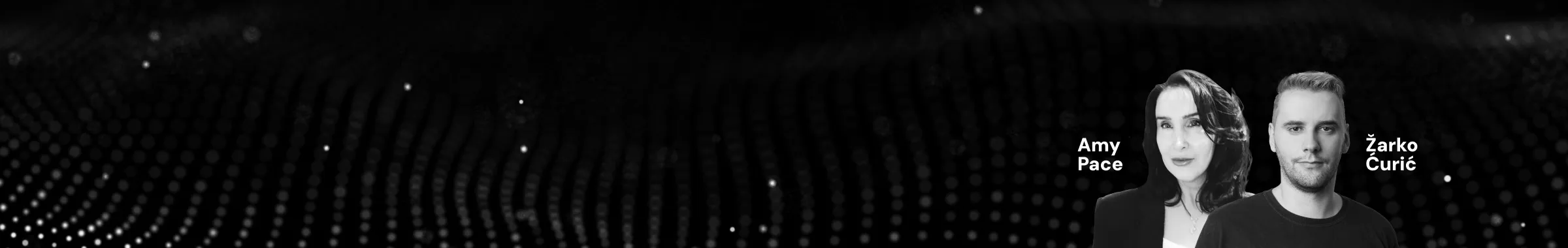 banner background with Amy Pace and Zarko Curic headshots