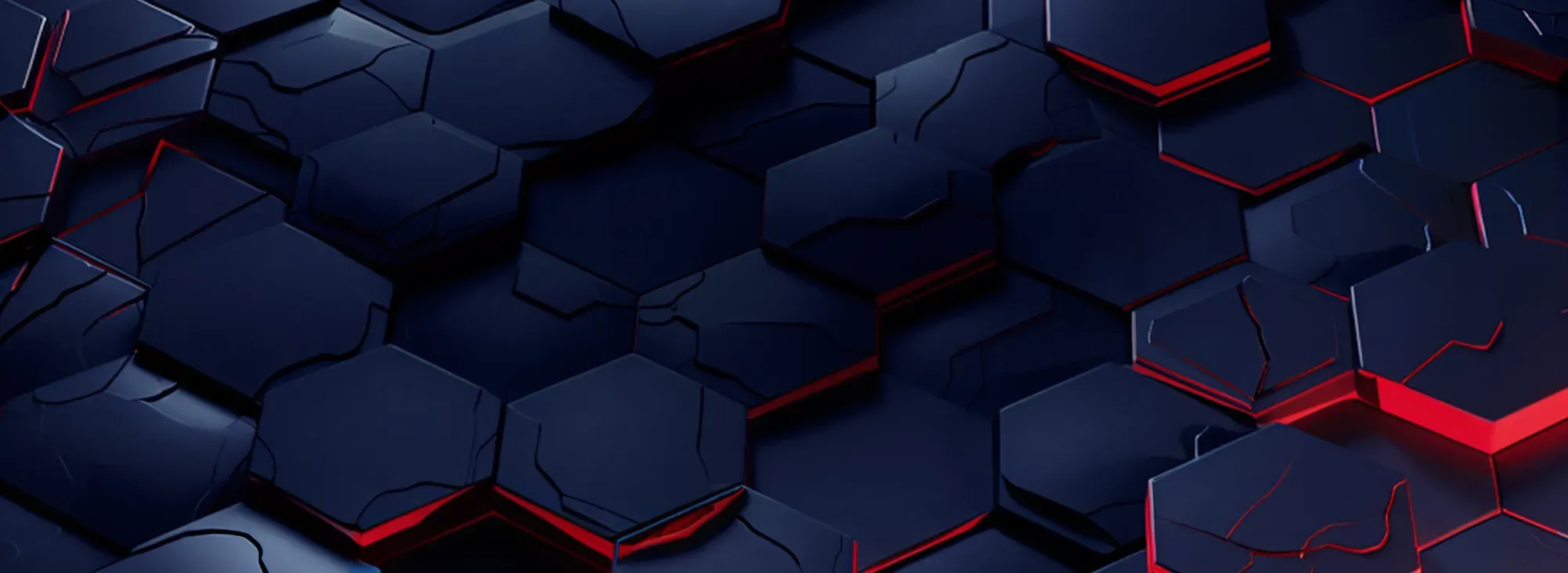 blue and red glowing hexagons