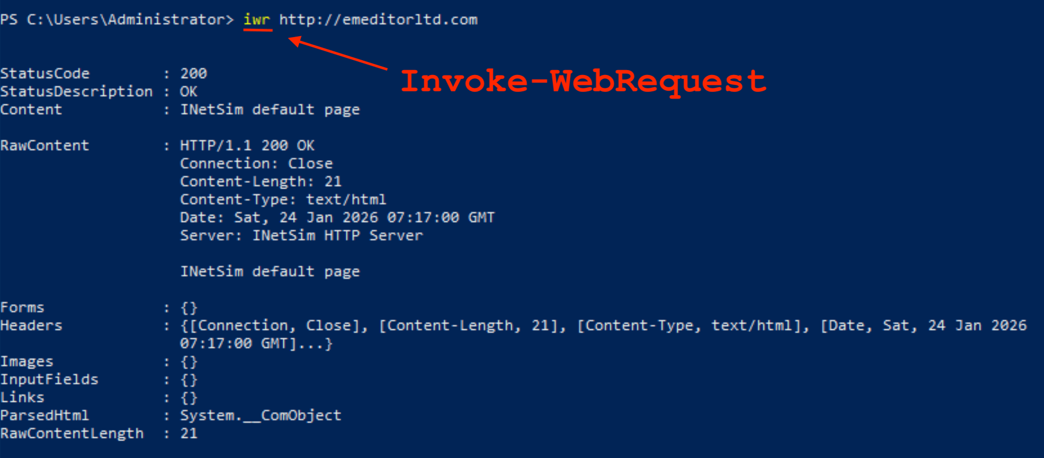 Output of the Invoke-WebRequest cmdlet