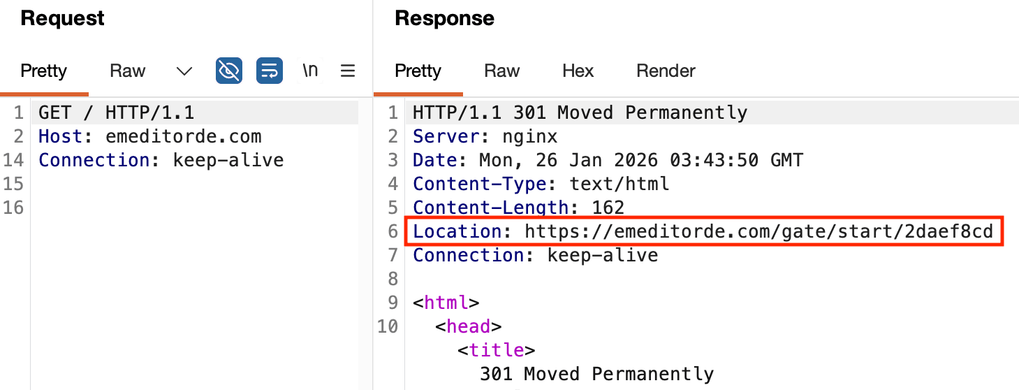 C2 redirect to PowerShell download entrypoint URL