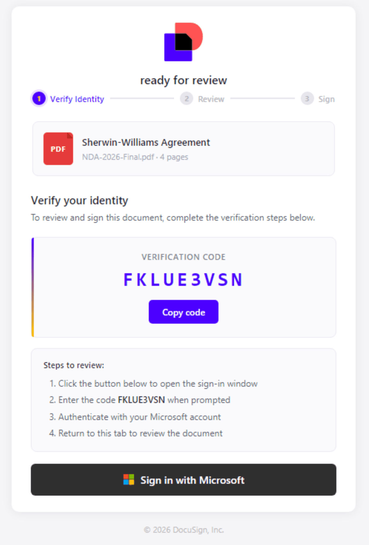 Device code phishing after click