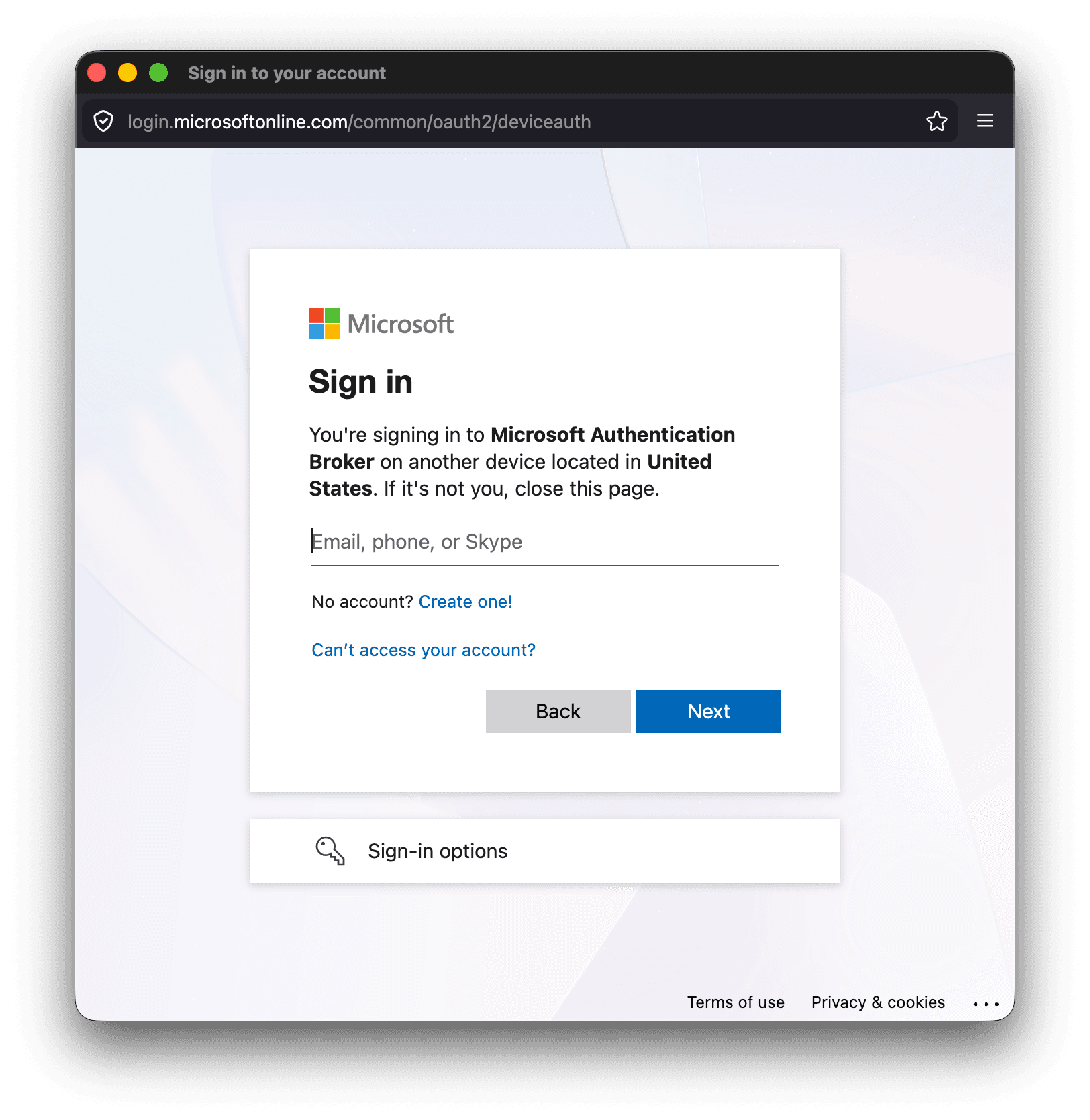 Device code phishing ms login 2