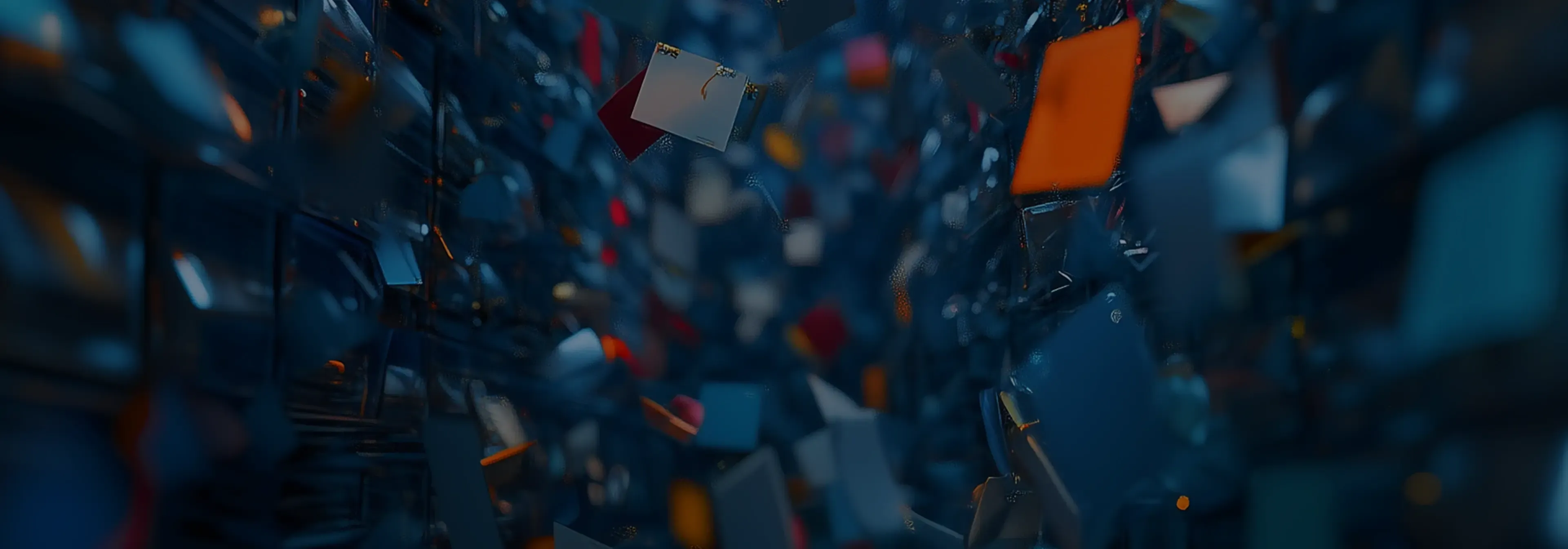 blue and orange cubes explosion