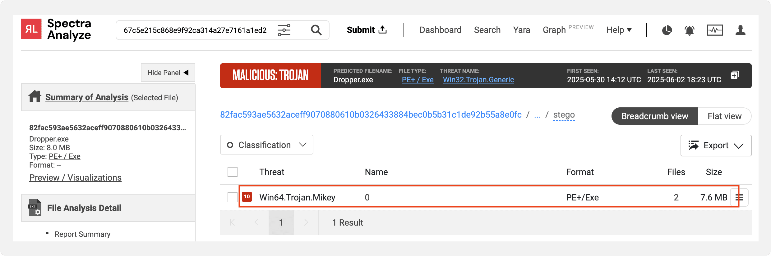 Minecraft RAT payload extracted from dropper by Spectra Analyze