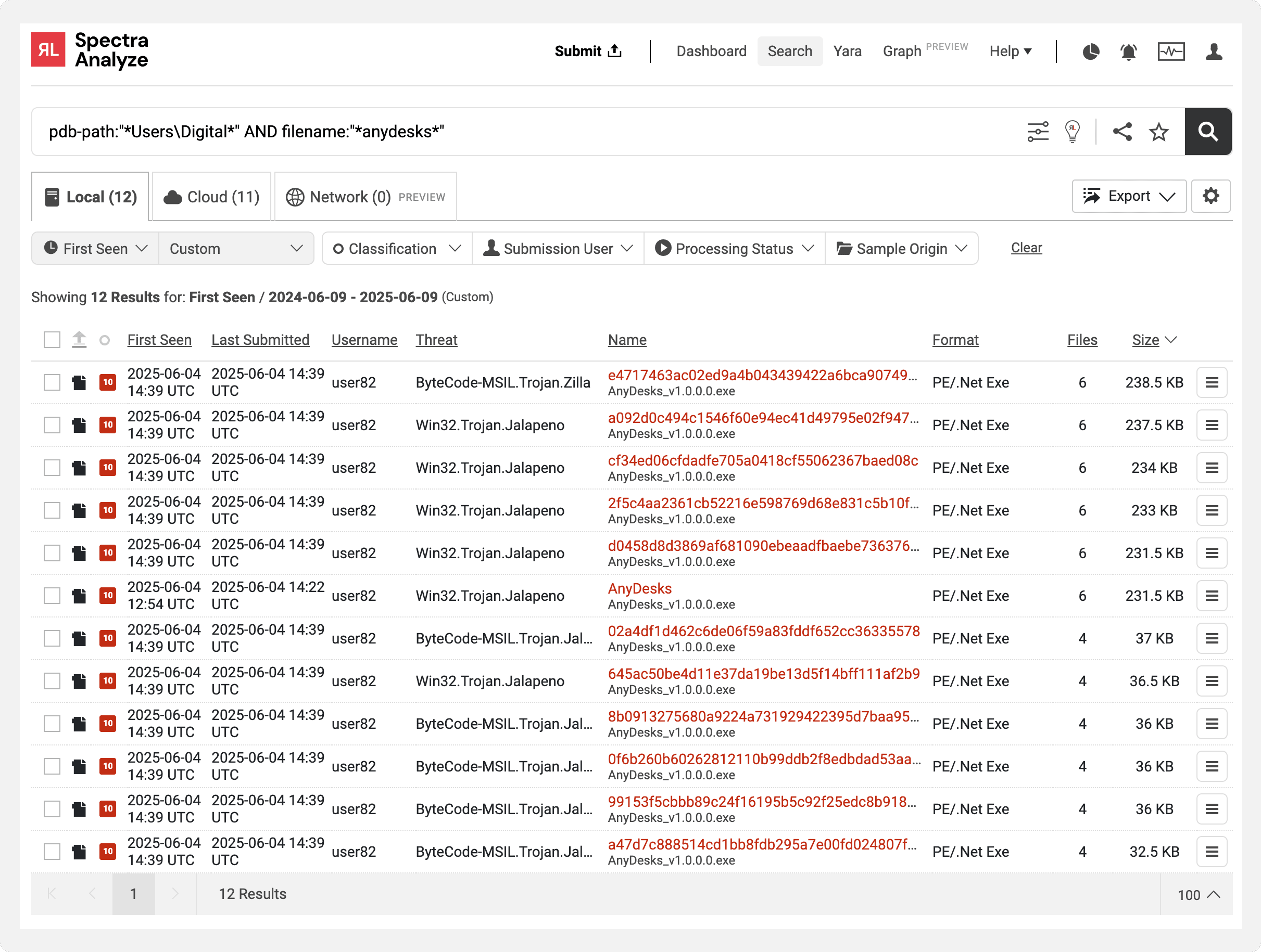 Spectra Analyze advanced search results with older related .NET campaigns