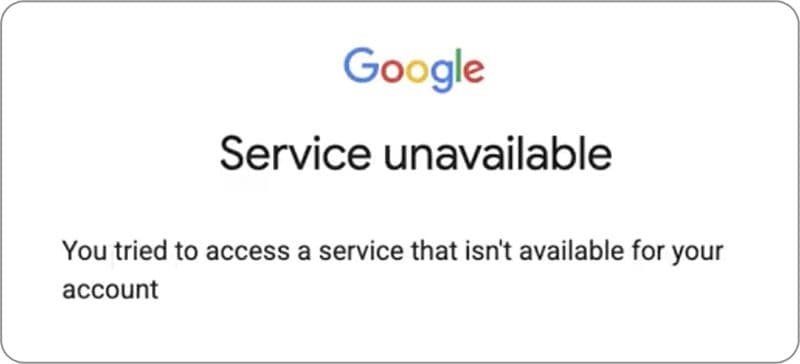 Upon trying to access Google Wallet on the child account, this page is presented
