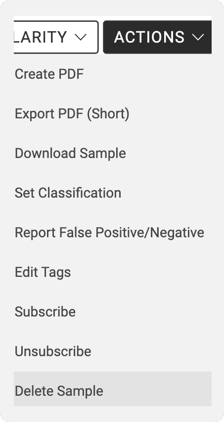 actions drop down.