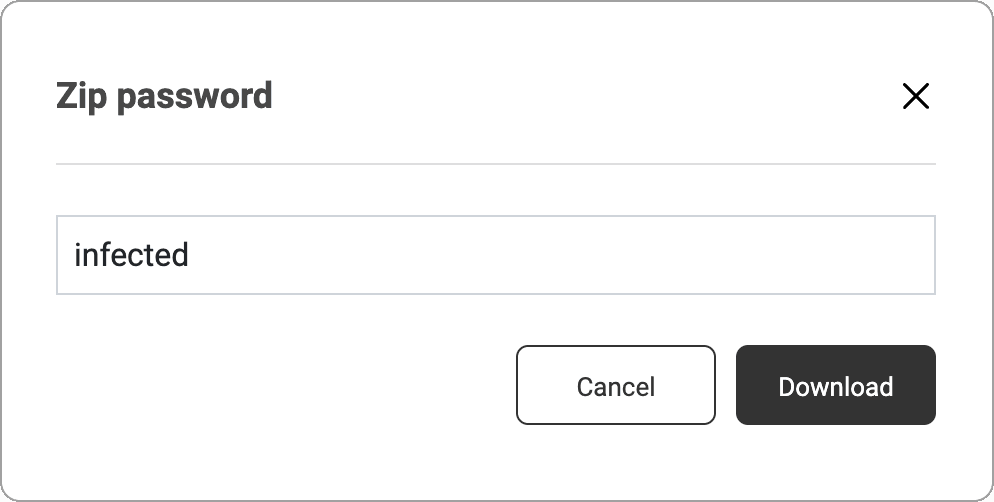 Zip password menu.