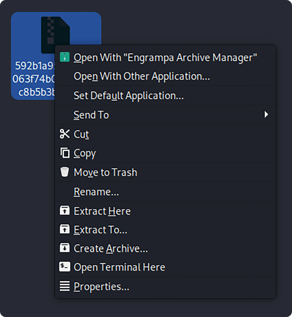 picture of right click menu of the ZIP file.