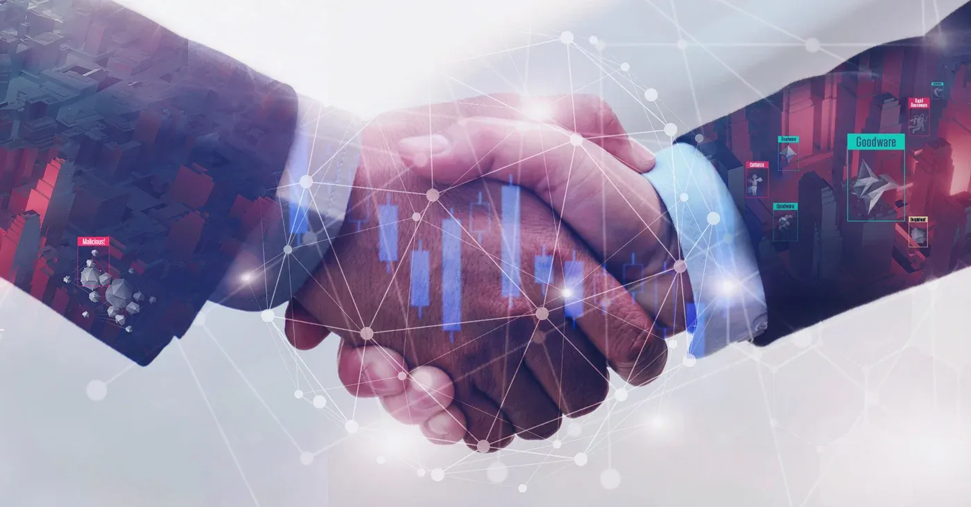 handshake one hand labeled goodware one labeled malicious