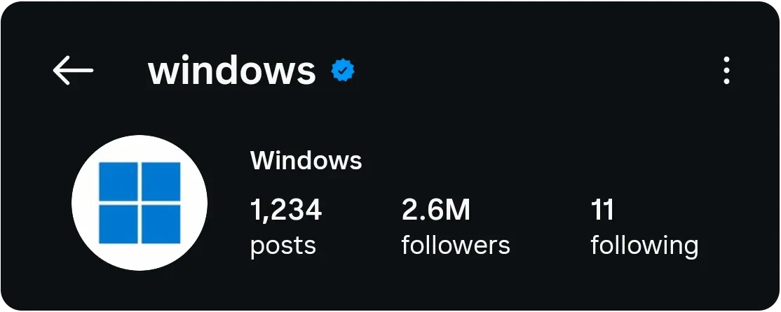 screenshot of the official windows account, showing their profile picture: A blue Windows logo on a white background.