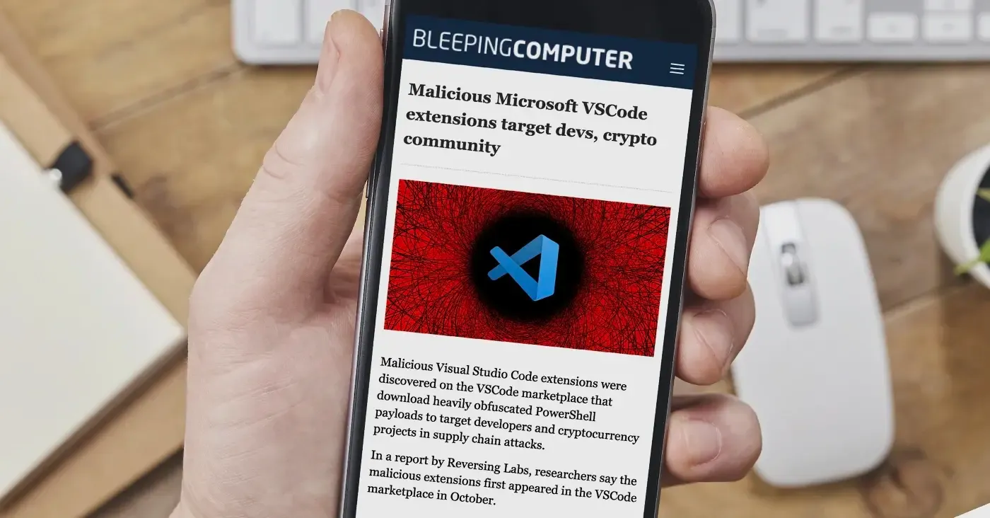 Bleeping Computer: Malicious Microsoft VSCode extensions target devs, crypto  community | ReversingLabs