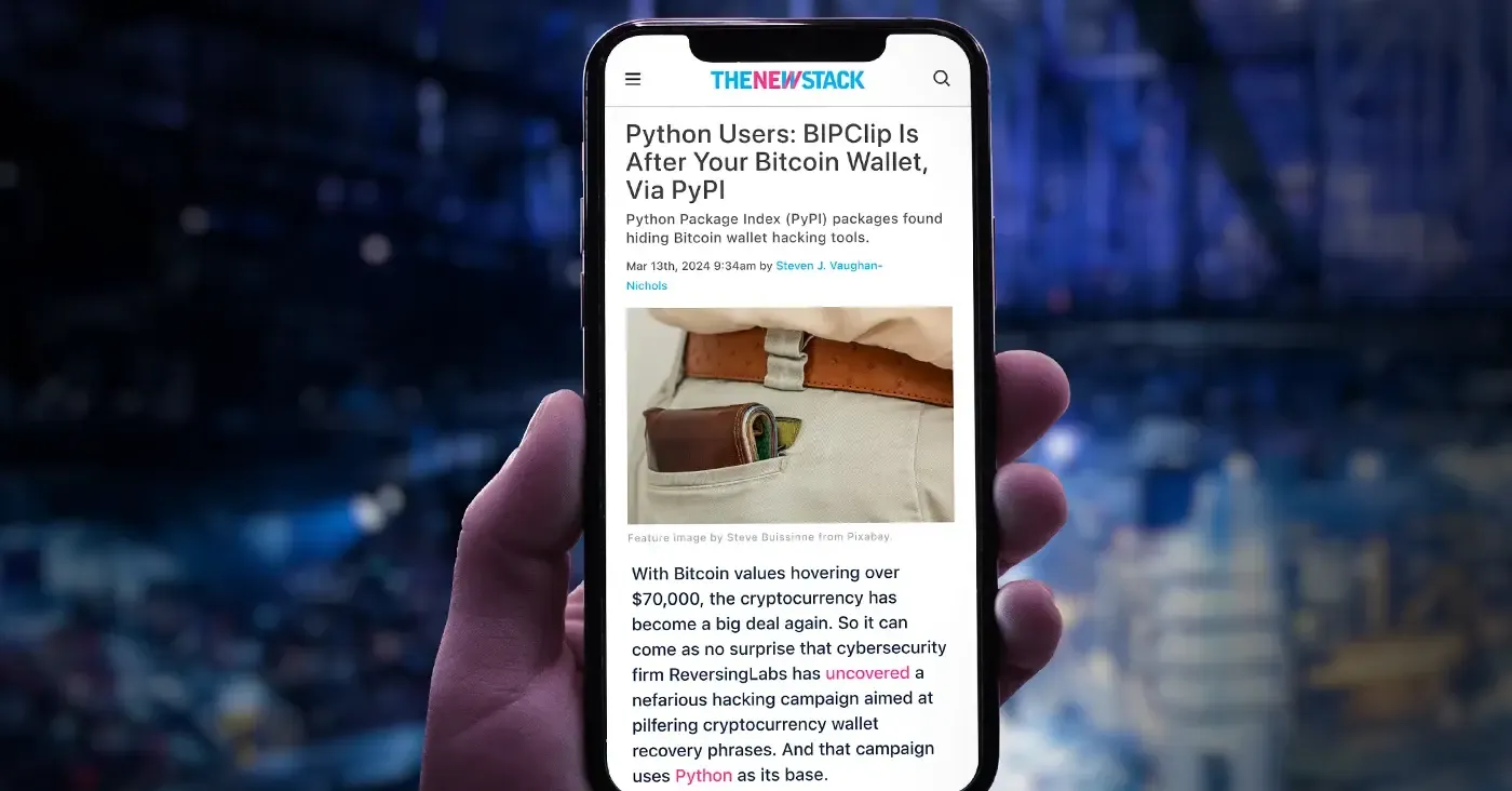 The New Stack: Python Users: BIPClip Is After Your Bitcoin Wallet, Via PyPI  | ReversingLabs
