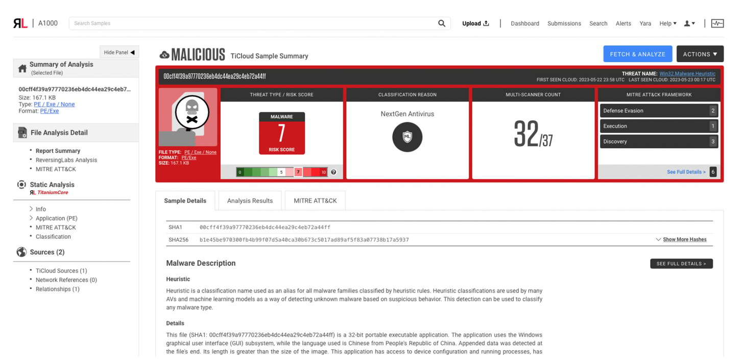 All available additional metadata is displayed on Cloud Sample Summary