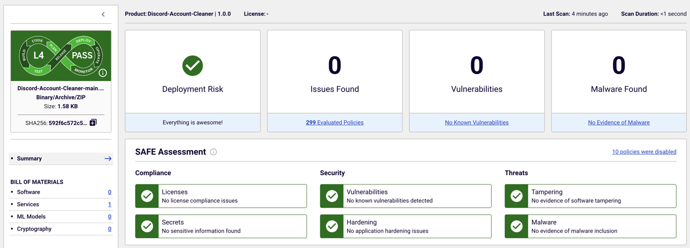 Spectra Assure report summary